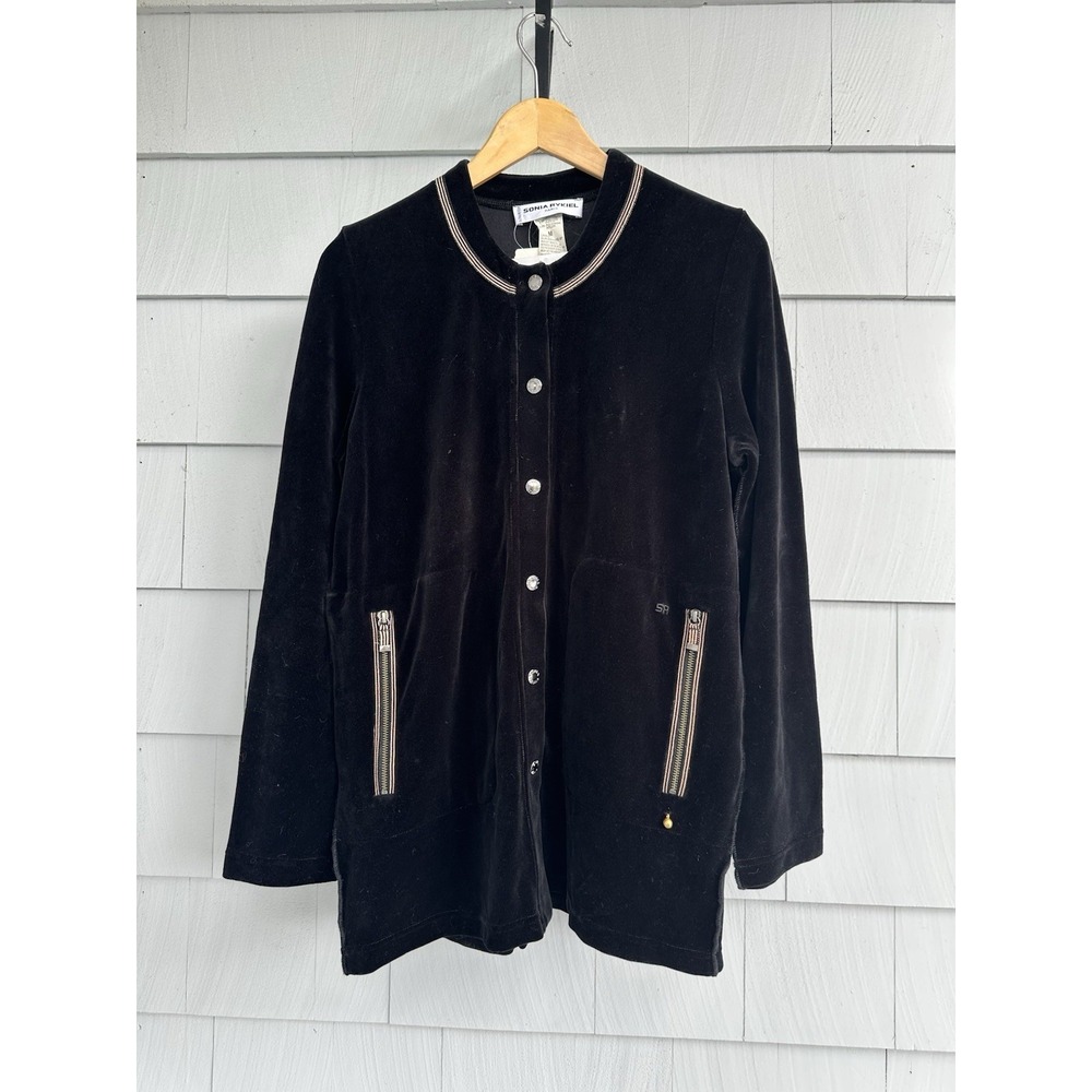 Vintage 90s Sonia Rykiel Paris Black Velour Jacket M NWT Saks $500 Made France